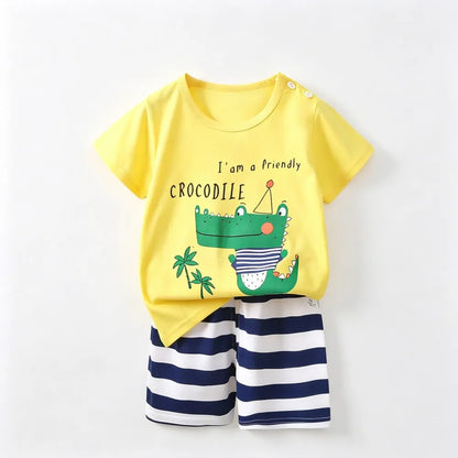 Kids Clothes Set Baby Boy/Girl T-Shirt + Shorts Summer Clothing Cotton Cartoon Casual Boys Tracksuit Children Baby Clothes Set