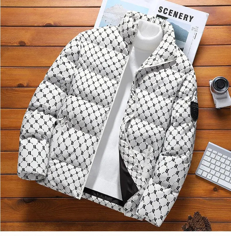 Autumn/Winter Fashion Trend Printed Large Size Coat Men's Casual Relaxed Comfortable High Quality Cotton-Padded Jacket