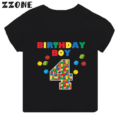 Master Builder Blocks Building Print Funny Boys Clothes 1 2 3 4 5 6 7 8 9 Years Happy Birthday Kids T shirt Baby Girls T-Shirts