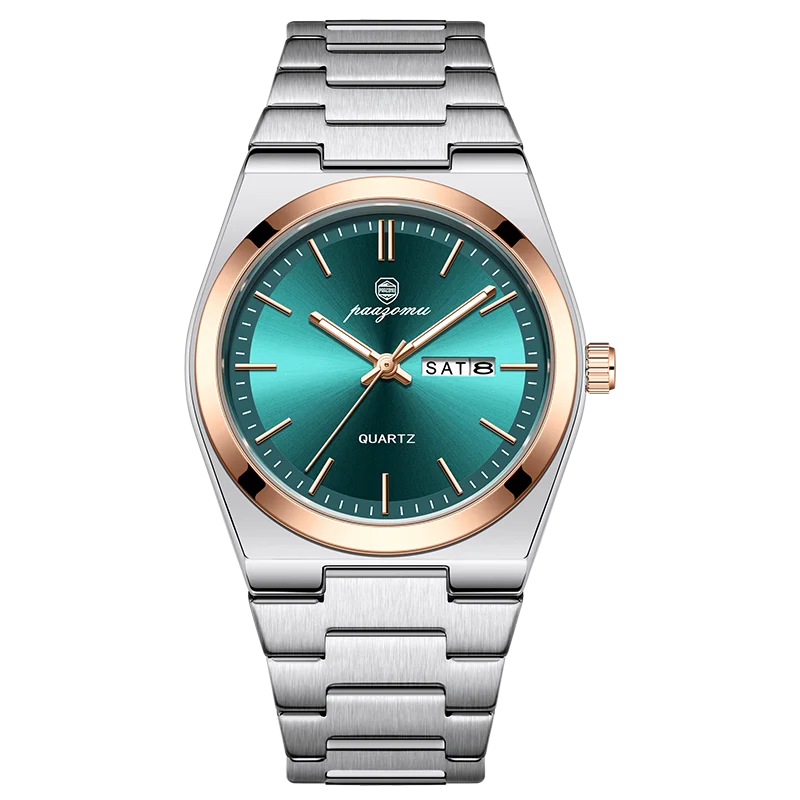 PAAZOMU Luxury Quartz Man Wristwatch Sport Men Watches Waterproof Luminous Date Week Stainless Steel Men's Watch Male Reloj+box
