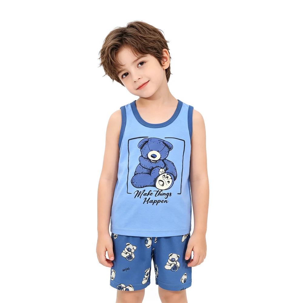Fashion Kids Clothes Boys Girls Sets Top Shorts 2PCS 100% Cotton Soft Summer Children Baby Cloths T-shirt Shorts Toddler Suit