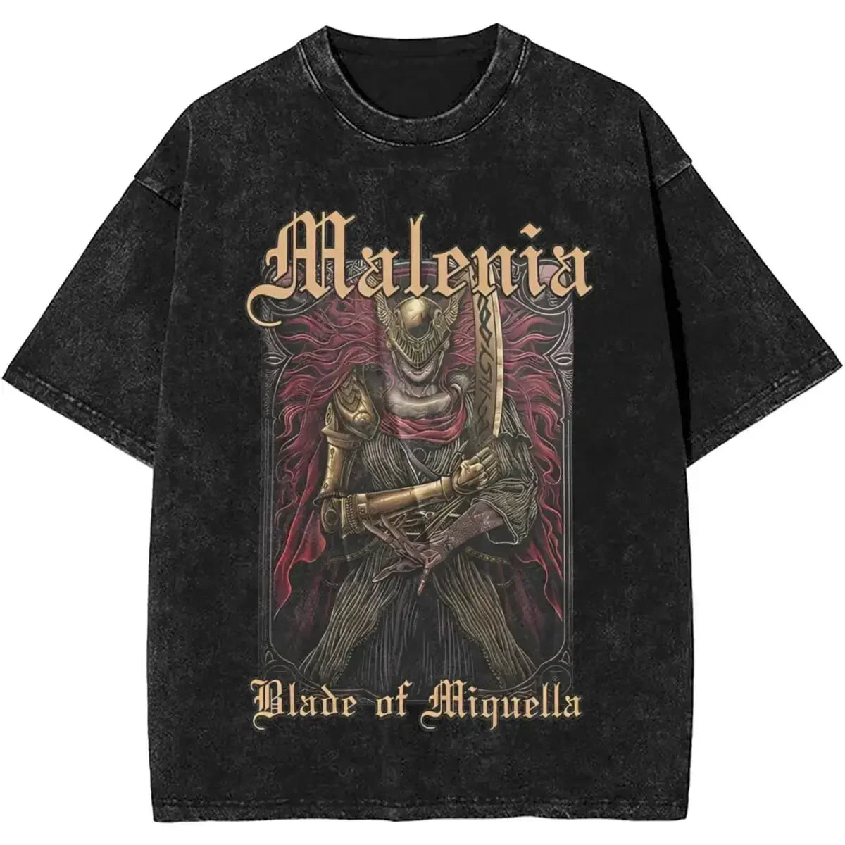 New Arrival Short Sleeved Round Neck Y2k Tshirt Men Clothing New in Top & Tees Mens T-Shirt Malenia Blade Of Miquella Washed