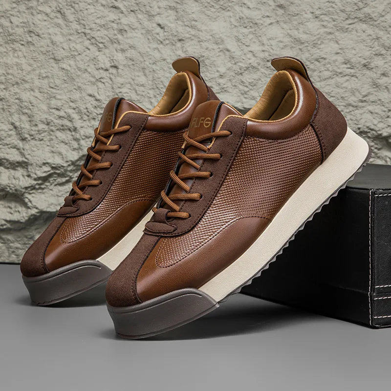 Mens Unique Skate Shoes Platform Comfort Black Casual Sneakers All-Match Thick Sole Design for Urban Street Style Versatile Wear