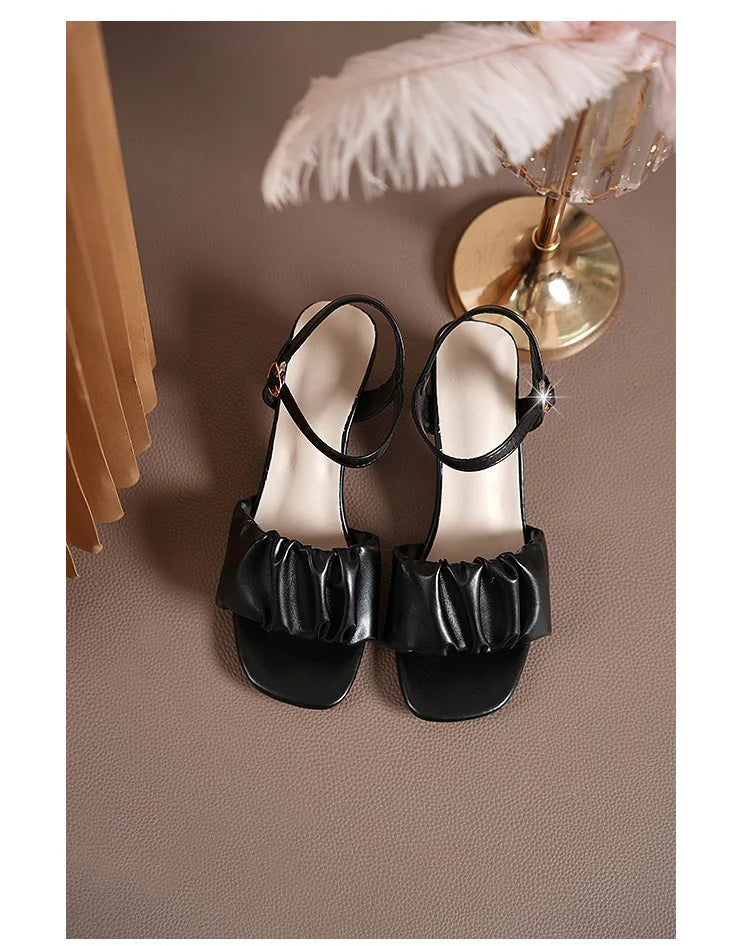Size 35-42 New Fashion White High Heel Shoe Buckle Sandalias Grace Dress Female Designer Party Shoes 2024 Summer Women's Sandals