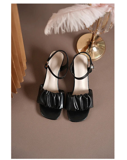 Size 35-42 New Fashion White High Heel Shoe Buckle Sandalias Grace Dress Female Designer Party Shoes 2024 Summer Women's Sandals