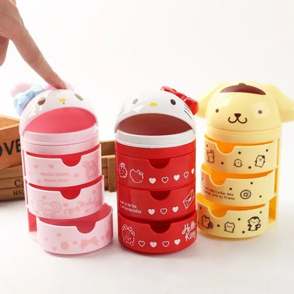 hello kitty anime peripheral cartoon 3-layer drawer storage box my melody cute cat makeup box kawaii birthday gift for women