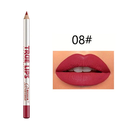 12 Colors Waterproof Matte Lipliner Pencil Red Contour Tint Lipstick Long Lasting Non-stick Cup Moisturising Lips Makeup
