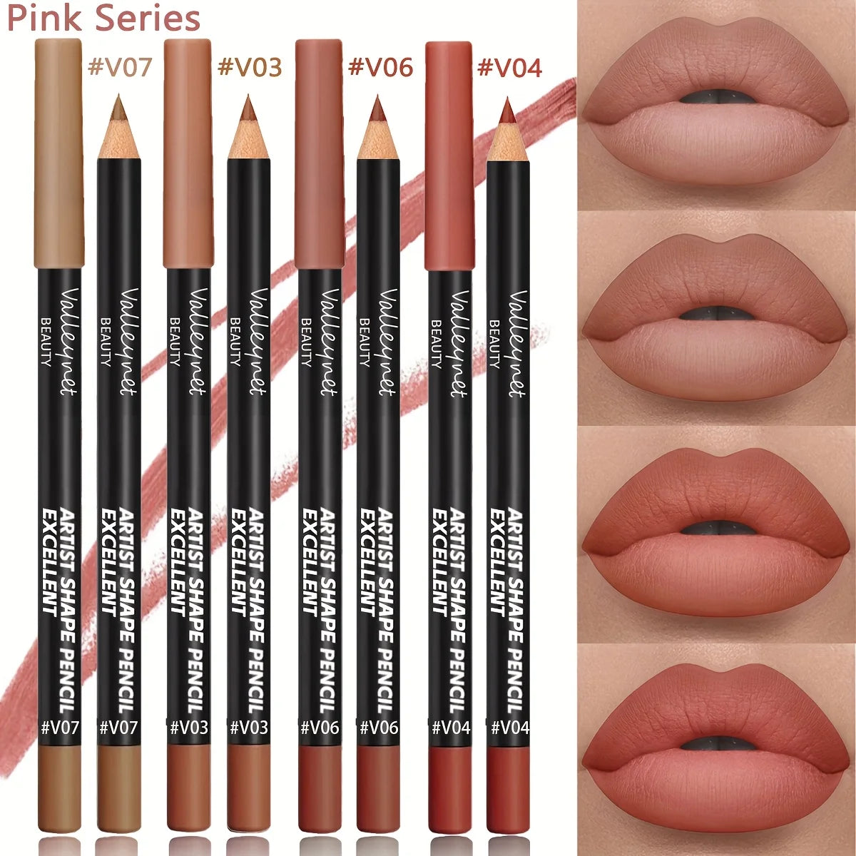 4pcs/set Matte Lipliner Pencil Set | Long-lasting, Waterproof, Brown, Purple, Pink Series, Suitable for All Skin Types