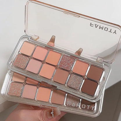 12-Color Low Saturation Matte Eyeshadow Palette Tea Apricot Earth Tones Long Lasting All-Matte Eye Makeup for Daily Use