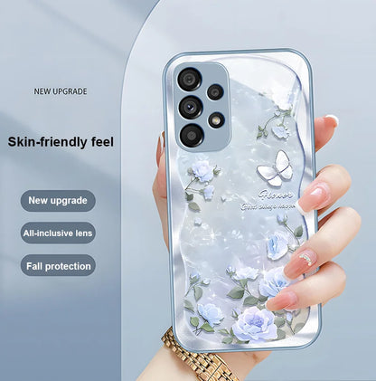 Butterfly shell pollen for Samsung Galaxy S10 4G S20 11E 30 S21 21Fe 22 S24 Pro S23 Ultra 5G S8 S9 Tempered glass phone case