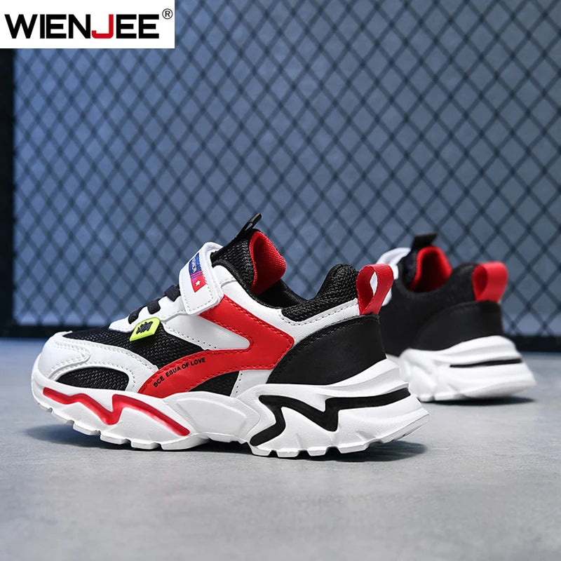 Kid Sneakers Sport Shoes for Boys Fashion Leather Children Breathable Mesh Comfort Shoes Casual Walking Outdoor Running Shoes
