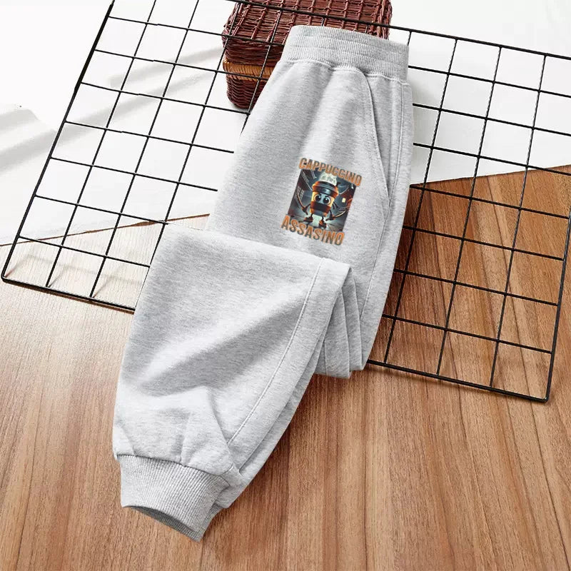 Cappuccino Assasino Cotton Pants for Baby Boys Children Spring Autumn Sweatpants Italian Brainrot Cartoon Trousers