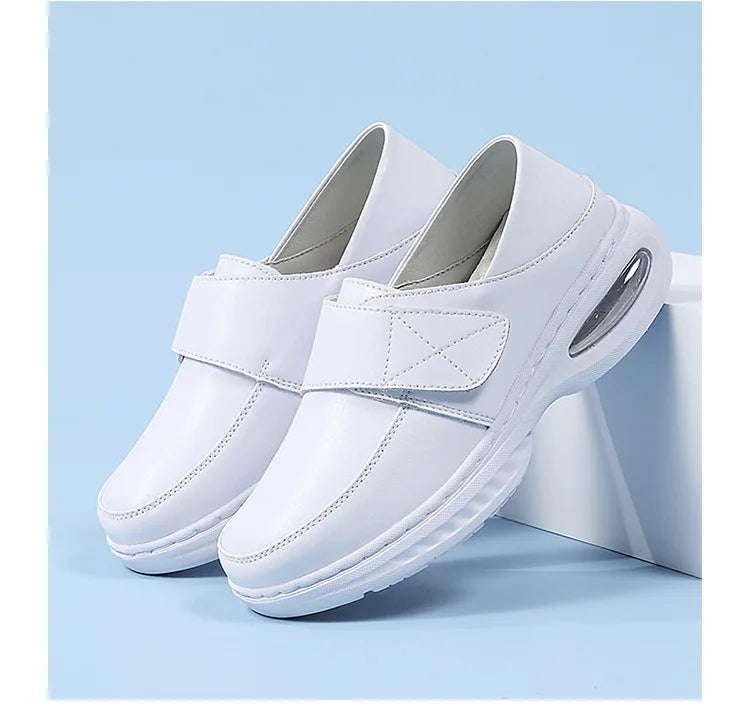 Platform White Shoes Women Casual Comfortable Light Nurse Work Shoes Fashion Slip on Non-slip Loafers Women Genuine Leather Shoe