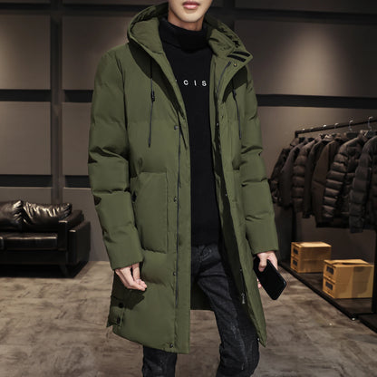 Cotton jacket men's winter thick medium long style men's decoration body trend business cotton jacket men's coat