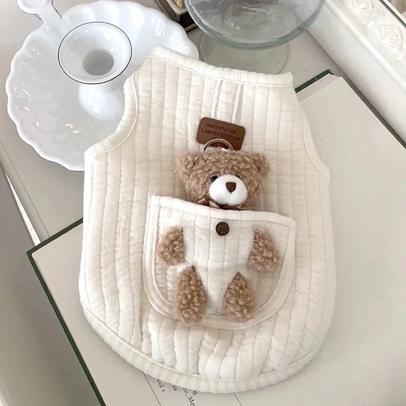 Autumn Winter Cat Fashion Designer Vest Pet Cute Cartoon Soft Shirt Small Dog Harness Chihuahua Poodle Yorkshire Puppy Clothes