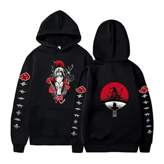 MINISO Anime Printed Hoodie for Man Women Uchiha Itachi Sweatshirts Casual Clothes Fall Winter Children's Top Coat Warm Gifts