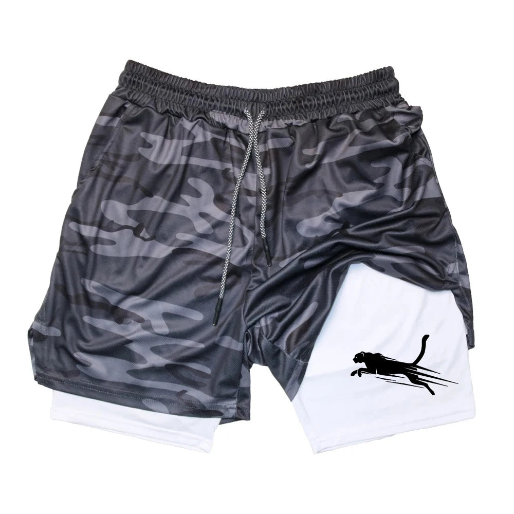 Summer Men's Gym Fitness Workout Shorts Quick-drying Two-in-one Sports Compression Double-layer Shorts Casual Daily M-3XL