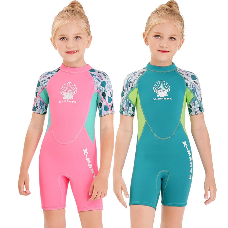 New Jellyfish Neoprene Children Diving Suit Swimwear Girls Short Surfing Swimsuit Wet Suit for Girl Bathing Suit Wetsuit