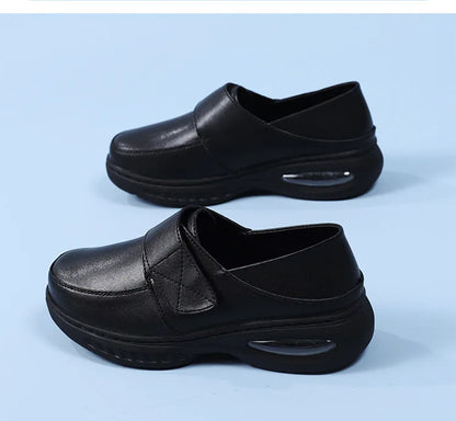 Platform White Shoes Women Casual Comfortable Light Nurse Work Shoes Fashion Slip on Non-slip Loafers Women Genuine Leather Shoe
