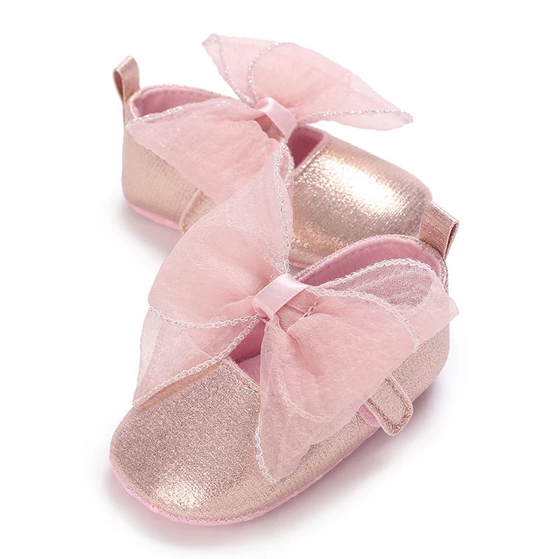 Cute Girl 0-18M Baby Shoes Pink Theme Bow Princess Shoes Spring and Autumn Soft Sole Lightweight Garden Shoes Casual Shoes