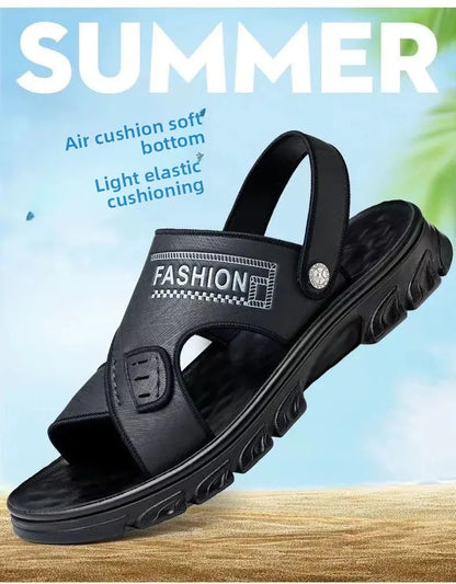 Men's Summer Thickened Anti-slip Wear-resistant Breathable Beach Sandals Driving Beachside Slip-On PVC Material Adult Footwear