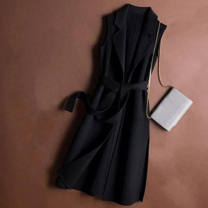 Women Autumn Vest Thermal Turn-down Collar Sleeveless Open Stitch Cardigan Elegant Lady Winter Waistcoat Notch Collar Women Vest