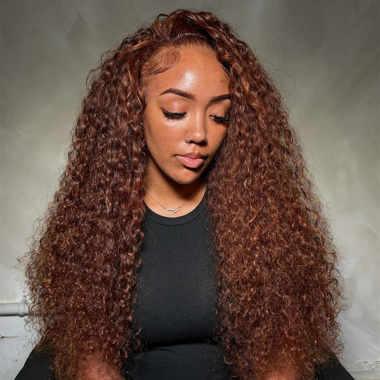 Chocolate Brown 13x6 HD Lace Frontal Wig with 13x4 Curly Deep Wave Human Hair Water Wave Brazilian Style for Women 4x4 Hair
