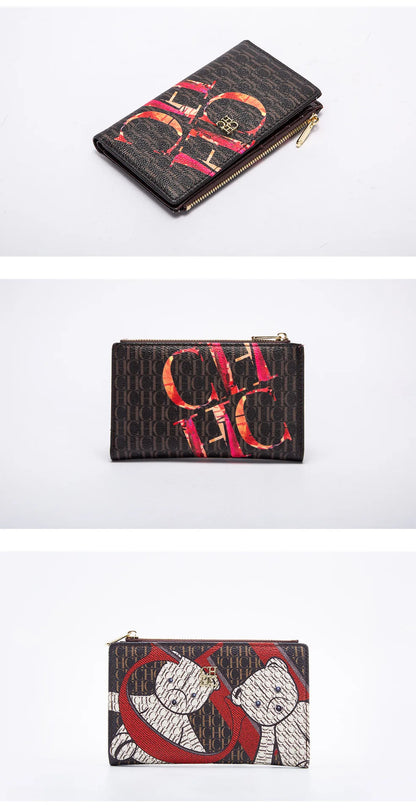 Carolina Herrera NEW Women's Cartoon Long Wallet, Classic PVC Fashion Simple Lightweight All-Match Purse