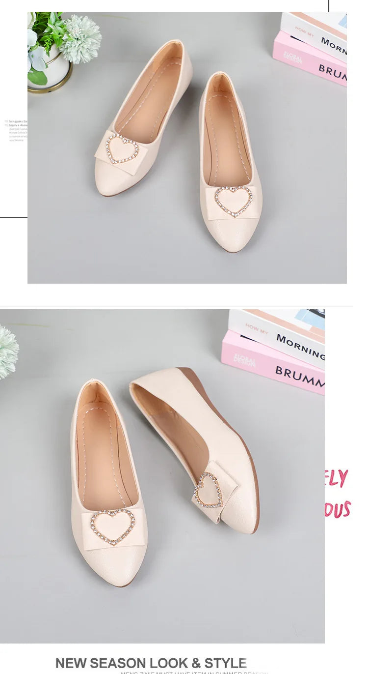 Spring autumn Office Patent Leather Woman Flats Shoes Ballets Metal Buckle Bow Lady Fall Girl Ballerina Dress Pointed Toe Slip