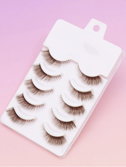 Christmas new 5 Pairs Brown Lashes 3D Mink  Natural Long False Eyelashes Dramatic Volume Fake Lashes Makeup Eyelash Extension