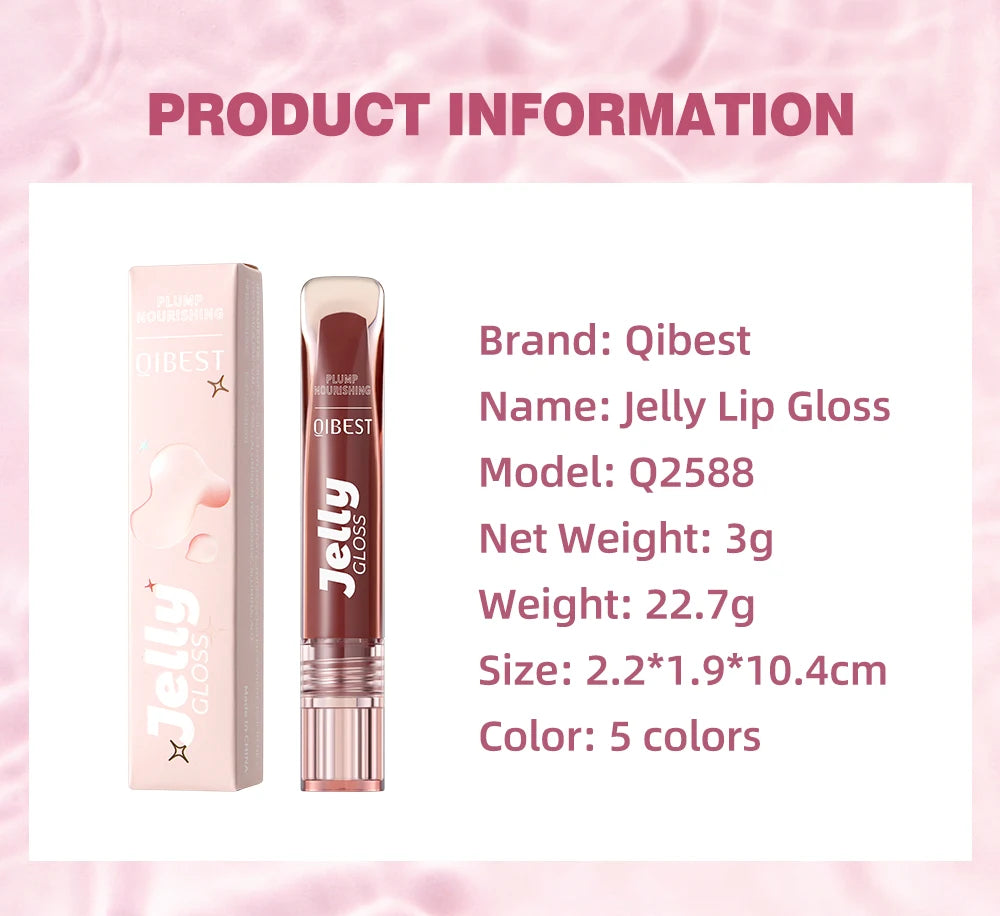 Mirror Water Light Jelly Lip Gloss Shiny Mirror Moisturizer Sexy Red Rose Liquid Lipstick Glitter Lip Oil Glass Lip Stain Makeup