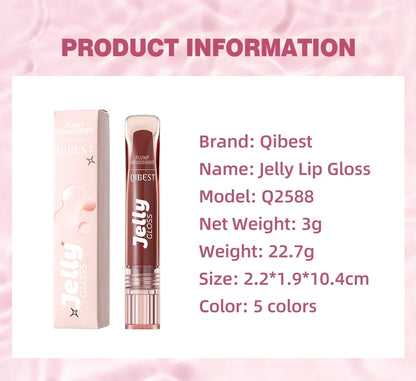 Mirror Water Light Jelly Lip Gloss Shiny Mirror Moisturizer Sexy Red Rose Liquid Lipstick Glitter Lip Oil Glass Lip Stain Makeup