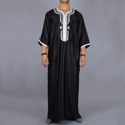 New 2025 Traditional Muslim Clothing Eid Middle East Jubba Thobe Men Thobe Arab Muslim Robes with Long Sleeves Gifts for Husband