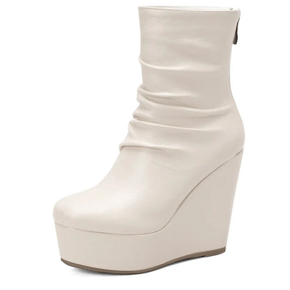 Big Size 35-43 Brand New Ladies Platform Ankle Boots Fashion Zip Wedges High Heels Boots Women 2022 Party Office Shoes Woman