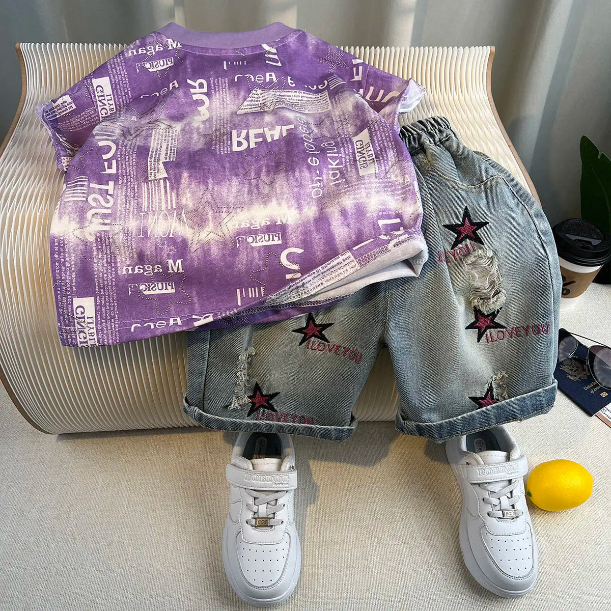 Hot Sale Fashion Baby Boy Suit Summer Clothes Short Sleeve T-shirt Short Jeans 2 Piece Set Kids Outfit 2-11Y Children's Costume