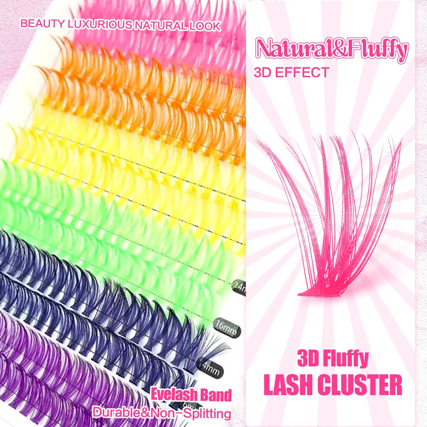 [Personal Eyelash] 240/390/600 Cluster Color Mixed Eyelash Extension Kit Makeup Beginner False Eyelash