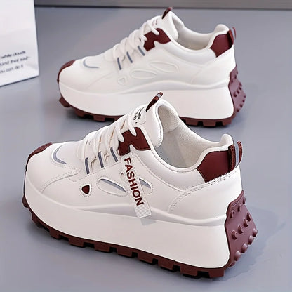 Korean Version of New Dad Shoes for Women, 2025 Spring Autumn Student Sports Running Casual Thick Soled Height Increasing Shoes