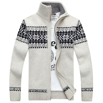 2026 Men's Warm Knitted Jackets Thick Long Sleeve Warm Sweater Coat Printted Casual Cardigan Male Jackets Cardigan Plus Size 5XL