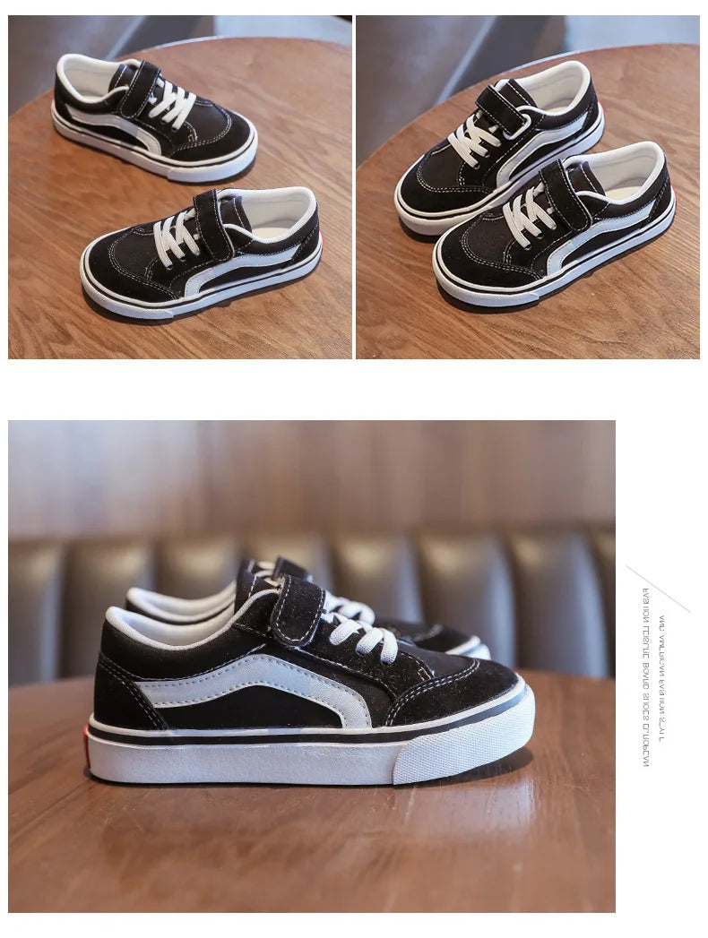 Kid's Canvas Shoes Boys Board Shoes New Net Red Low Gang Middle and Large Children Baby Girls Board Shoes Parent-Child Shoe