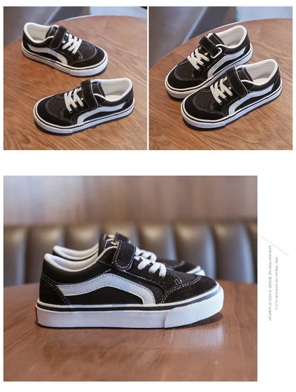 Kid's Canvas Shoes Boys Board Shoes New Net Red Low Gang Middle and Large Children Baby Girls Board Shoes Parent-Child Shoe