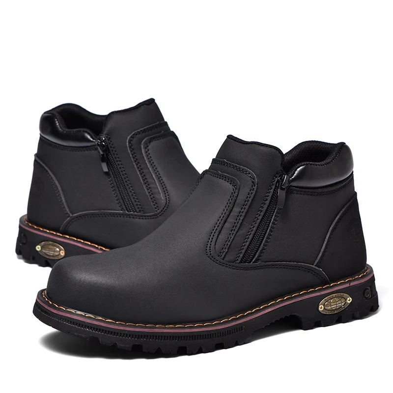 Anti Puncture Anti Smashing Work Boots Safety Steel Toe Shoes Men Waterproof Leather Boots Protective Shoes Safety Men Boots