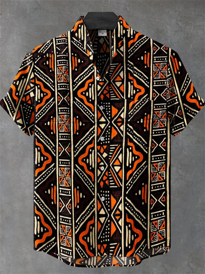 3D Men's Hawaiian Shirt Men's Linen Summer Stitching Retro Shirt Single Breasted Short Sleeved Top Camisa Hawaiana Hombre