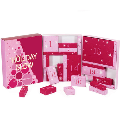 24-Days Makeup Box Countdown Calendar Eye Shadow Lipstick & Make-up Brush Beauty Advent Calendars For Women/Girls Surprise Gifts