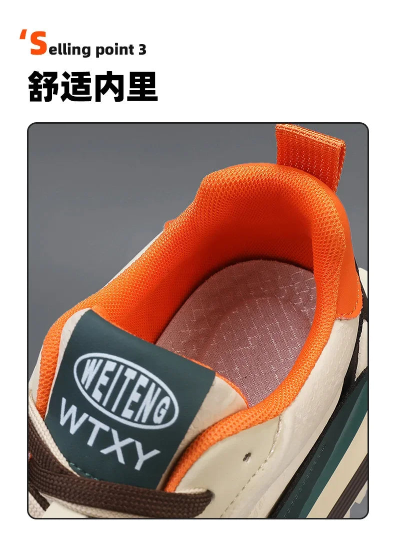 2025 New Spring Men's Breathable sneakers Casual Sports Shoes with Anti slip Soft Bottom White Shoes Men's Trendy Daday Shoes