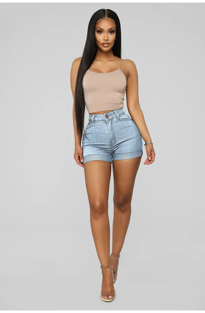 Denim Pant Women Mom Jeans Shorts Pants Bodycon High Waist Short Trousers Sexy Y2k Streetwear Elegant Splice Party Club Simple