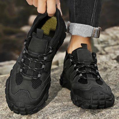 Retro Style Men's Outdoor Hiking Shoes Durable Waterproof Trekking Sneakers Non-Slip Sole Trainers Male Mountain Travel Footwear