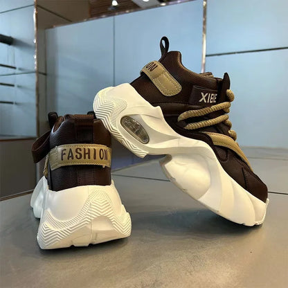 New Fashion Brand Designer Whtie Thick Bottom Casual Board Shoes for Men Flats Loafers Sports Walking Sneakers Zapatos Hombre