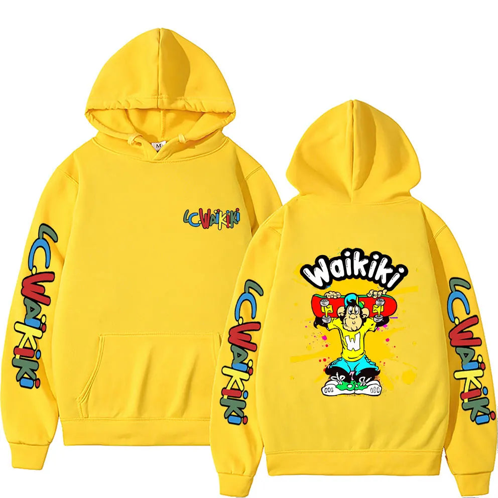 Funny Lc Waikiki Monkey Graphic Hoodie Men Women Casual Oversized Hooded Sweatshirt Men's Fashion Cartoon Pullover Hoodies Tops