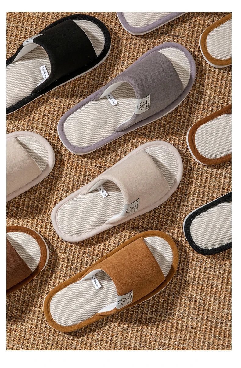 Slippers for Men，Non-Slip Soft-Soled Indoor House Slippers for Spring&Summer, All-Season Linen Home Comfortable Slippers