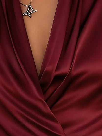 Women's Satin Blouse Long Sleeve Fashion Solid Color Shirt Office Lady Clothes Tops Elegant Woman Shirts Ladies Daily Wear Blusa